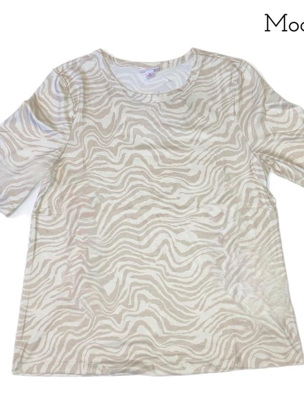 LuLaRoe Short Sleeve Tee in Cream and Tan Zebra Print